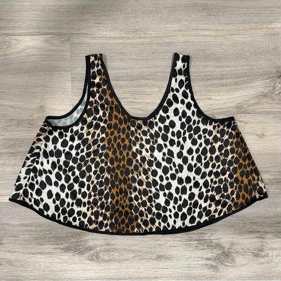 Vintage Alan R. Crop Top Tank Leopard Print Oversized Satin USA Made Size L - Picture 7 of 7
